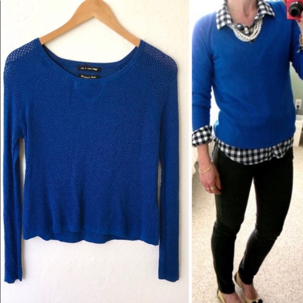 Rag n Bone blue sweater‎ w holes xs